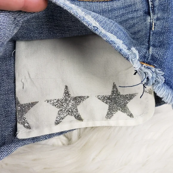 American Eagle sparkle star pocket denim shorts size 0 - Picture 8 of 10